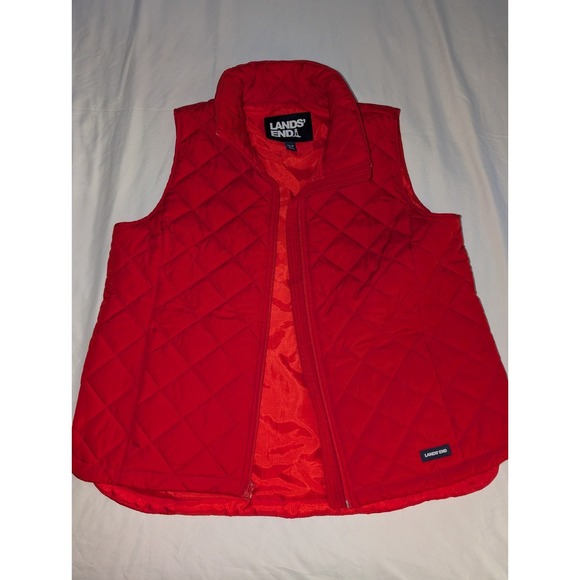 Lands' End Jackets & Blazers - Lands End Women's Size Medium Bright Red Full Zip Puffer Vest Quilted‎